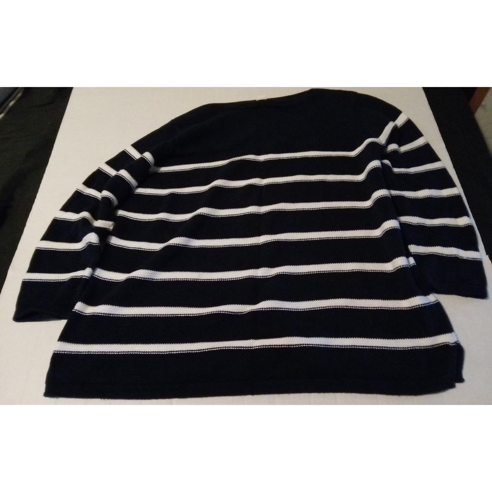 Lands End Size XL Blue Sweater With White Stripes